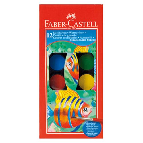 Faber-Castell School Watercolour Paint Pan Pack of 12 + 1 Brush